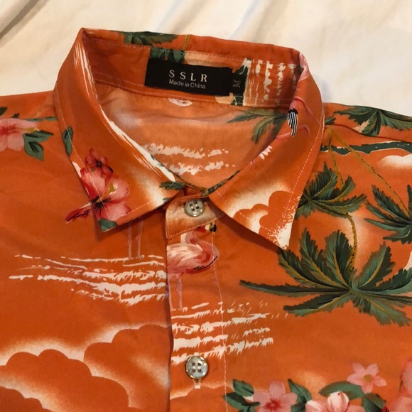 SSLR flamingo s/s button up men’s medium MINT - Picture 1 of 3